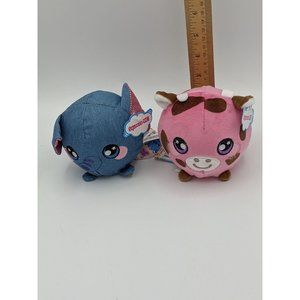 Plush 2 Squeezamals NWT - Kelly Cow & Eddy Elephant - 3.5” Scented Squishy Plush
